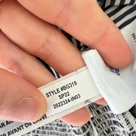 J.Crew Puff-Sleeve Organic Cotton Cropped Top Striped White Blue Beachy Womens L - Picture 7 of 12